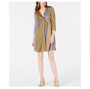 Bar III Geo-Print Twist-Front Dress